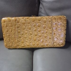 Crocodile Embossed Tan Clutch